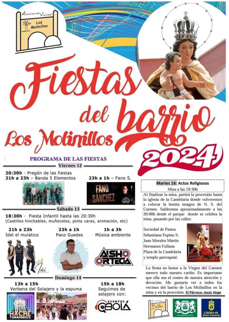 Cartel Fiestas Del Carmen Los Molinillos 12 Julio 2024